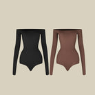 Latin Dance Leotard Off Shoulder Boat Neck Long Sleeve Bodysuit, view 5