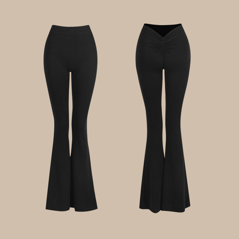 Ribbed Latin Dance Pants High Waist Bell Bottom Practice Trousers, view 2