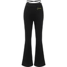 Cross Strap Ballroom Dance Pants High Waist Flared Practice Trousers, view 2
