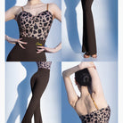 Brown Ballroom Dance Pants High Waist Bell Bottom Practice Trousers, view 6