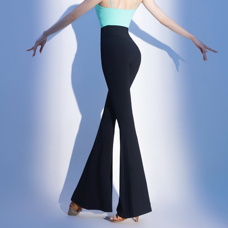 Flared Ballroom Dance Pants High Waist Split Hem Practice Trousers, view 5