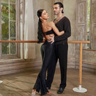 Ruched Latin Dance Pants High Waist Knot Tie Flared Practice Trousers, view 6