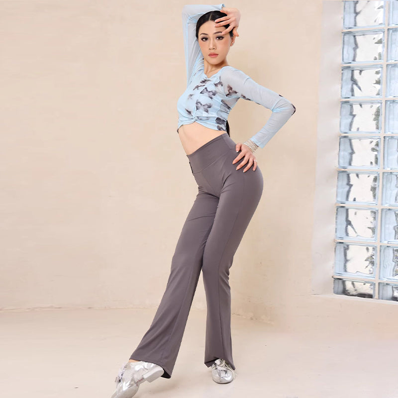 Flared Latin Dance Pants High Waist Bell Bottom Practice Trousers, view 6