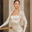 Latin Dance Leotard Corset Seam Square Neck Long Sleeve Bodysuit, view 3