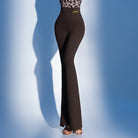 Brown Ballroom Dance Pants High Waist Bell Bottom Practice Trousers, view 2
