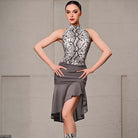 Latin Dance Leotard Snake Print Sleeveless Mock Neck Bodysuit, view 3