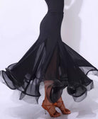 Ballroom mermaid dance skirt mesh godet hem back view