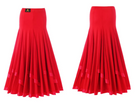 red black ballroom long dance skirt flared godet panel satin ribbon trim mesh horsehair hem high waist full length