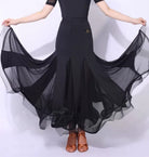 Ballroom mermaid dance skirt mesh godet hem front view