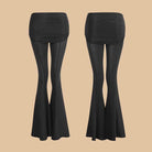 Mesh Yoke Latin Dance Pants Bell Bottom Ruched Practice Trousers, view 2
