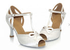 Wedding Bridal Dance Shoes front view in white with open toe and ankle strap