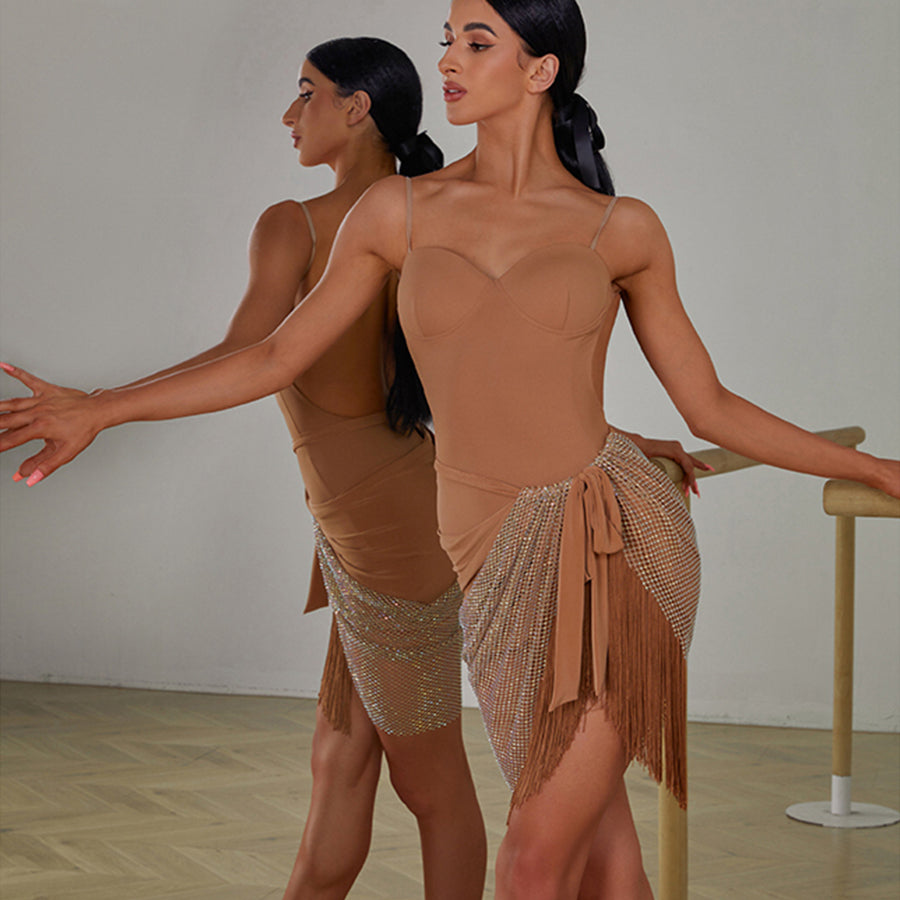 Latin Dance Leotard Seamless Molded Cup Side Cutout Bodysuit, view 5