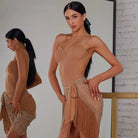 Latin Dance Leotard Seamless Molded Cup Side Cutout Bodysuit, view 6
