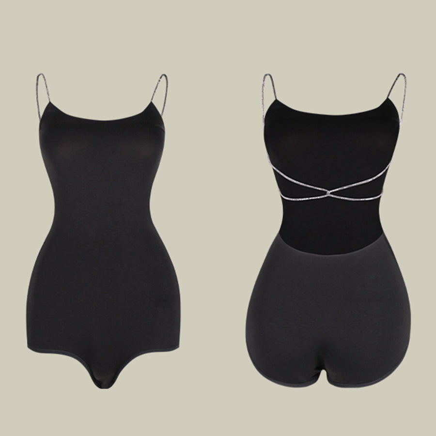 Latin Dance Leotard Thin Strap Crossback Practice Bodysuit, view 6
