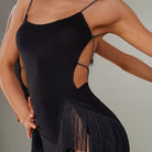 Latin Dance Leotard Thin Strap Crossback Practice Bodysuit, view 5