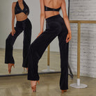 Velvet Latin Dance Pants High Waist Wide Leg Practice Trousers, view 2