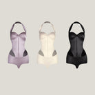 Latin Dance Leotard Satin Halter Side Cutout Bow Back Bodysuit, view 2