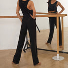 Tailored Ballroom Dance Pants Wide Leg Belted Practice Trousers, view 5