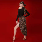 Leopard long wrap dance skirt with slit, back view