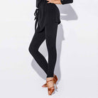 Slim Fit Latin Dance Pants Ankle Length Leggings for Practice in Black, on model