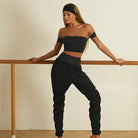 Shirred Sauna Latin Dance Pants High Waist Tapered Practice Joggers, view 3