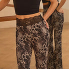 Lace Waist Latin Dance Pants Bell Bottom Flared Practice Trousers, view 4