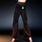 Mesh Drape Latin Dance Pants Bell Bottom Brooch Practice Trousers, view 4