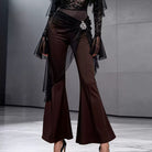Mesh Drape Latin Dance Pants Bell Bottom Brooch Practice Trousers, view 3