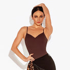Latin Dance Leotard Spaghetti Strap V Neck Practice Bodysuit, view 4