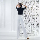 Wide Leg Ballroom Dance Pants High Waist Pocket Practice Trousers, view 6