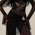 Mesh Drape Latin Dance Pants Bell Bottom Brooch Practice Trousers, view 6