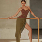 Latin Dance Leotard Seamless Molded Cup Side Cutout Bodysuit, view 18