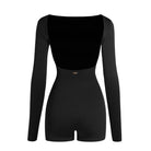 Latin Dance Leotard Long Sleeve Deep Scoop Back Bodysuit, view 9