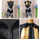 Latin Dance Leotard Fringe Mesh Yoke Sleeveless Bodysuit, view 5