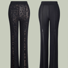 Mesh Insert Latin Dance Pants High Waist Wide Leg Practice Trousers, view 11