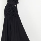 Black Floral Lace Ballroom Dance Skirt with Flared Hem, front view