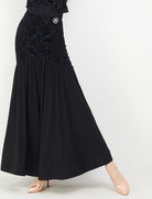 Black floral lace ballroom skirt, full length view
