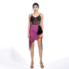 Rose red mesh skirt with coordinating top