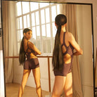 Latin Dance Leotard Sleeveless Deep V Strappy Back Bodysuit, view 3