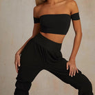 Shirred Sauna Latin Dance Pants High Waist Tapered Practice Joggers, view 6
