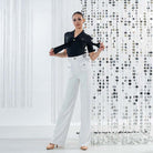 Wide Leg Ballroom Dance Pants High Waist Pocket Practice Trousers, view 5