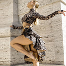 Leopard fishbone ruffle skirt in a dance pose