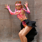 Black ruffle Latin skirt, full pose