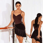 Latin Dance Leotard Spaghetti Strap V Neck Practice Bodysuit, view 11
