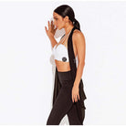 Black drape dance top, side view
