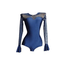 Navy long sleeve dance bodysuit, product view
