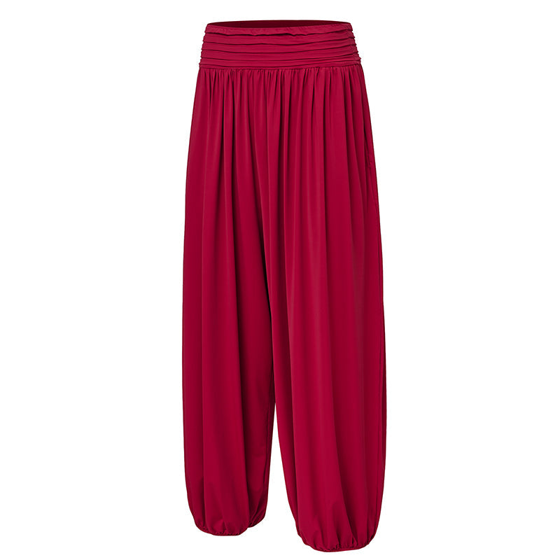 Harem Latin Dance Pants Relaxed Wide Leg Gathered Cuff Trousers, view 5