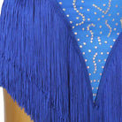 Close-up of the royal blue fringe skirt