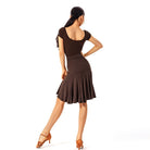 Brown cut out Latin dance leotard, back view