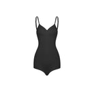 Black V neck cami dance bodysuit, product view